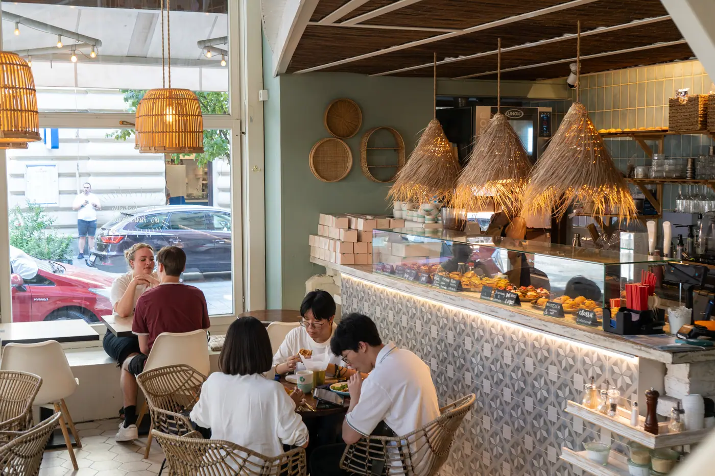 Brunch plate shared across a café table at Cookie Beacon Basilica